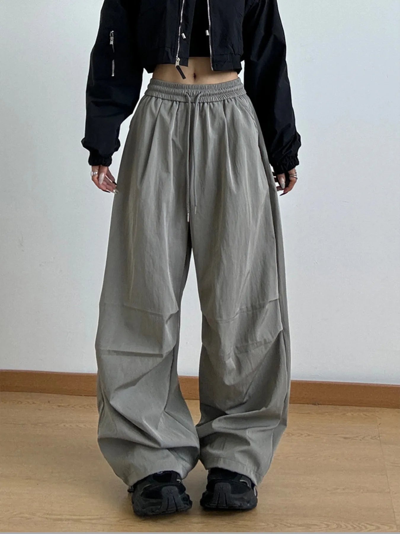 Oversized Wide Leg Pants Light Gray