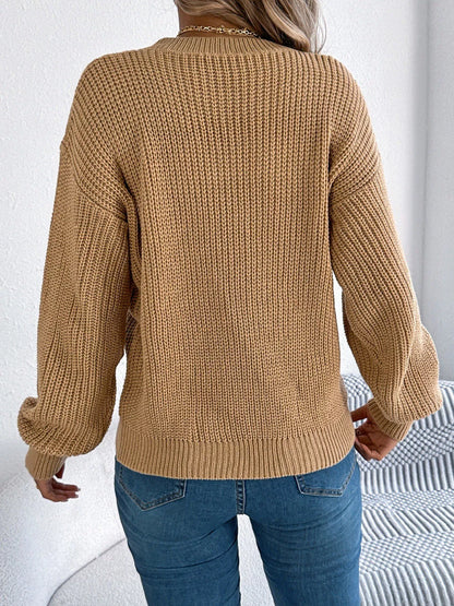 Openwork Round Neck Sweater