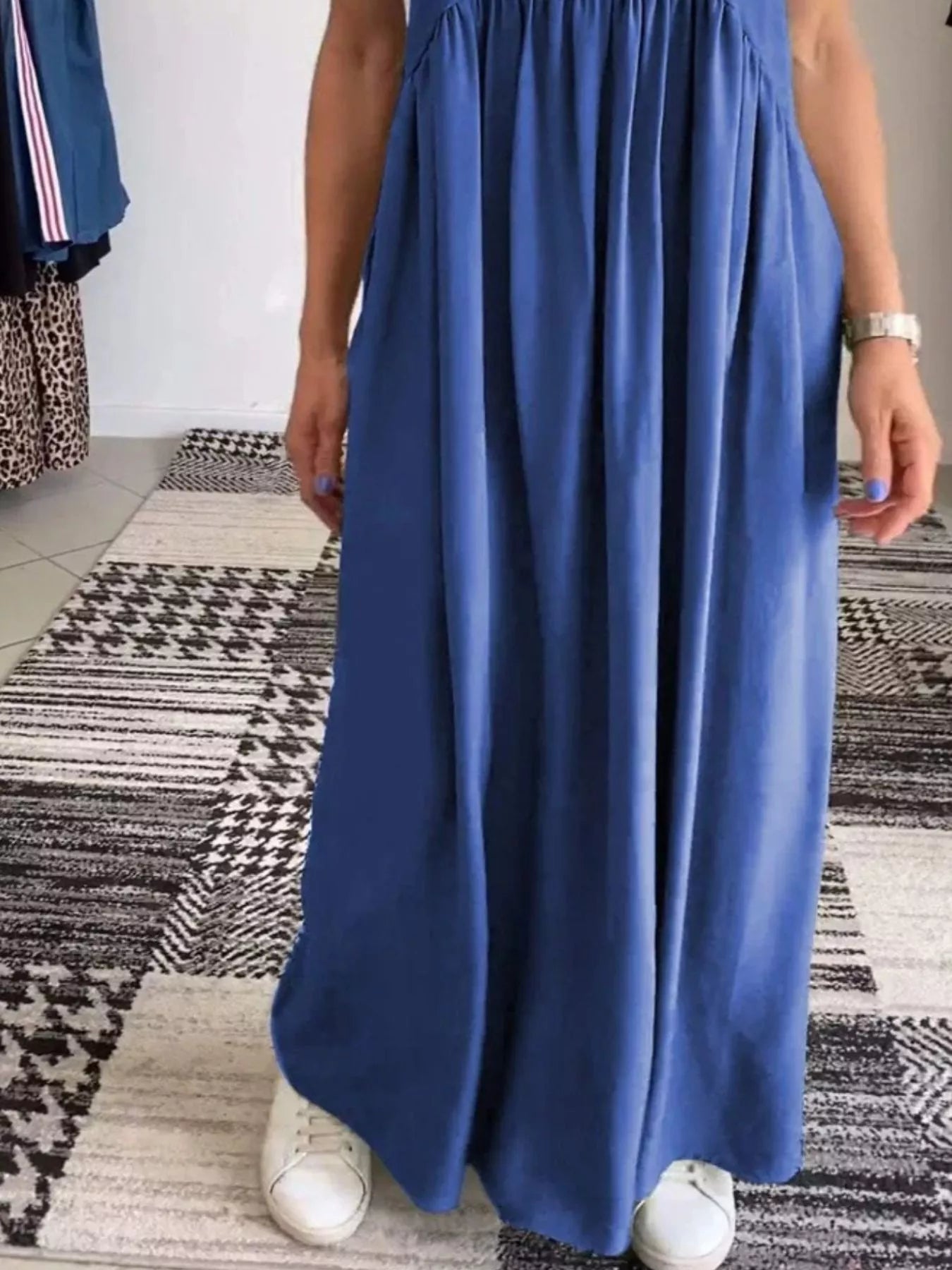 Full Size Ruched Wide Strap Overall Maxi Dress Plus Size