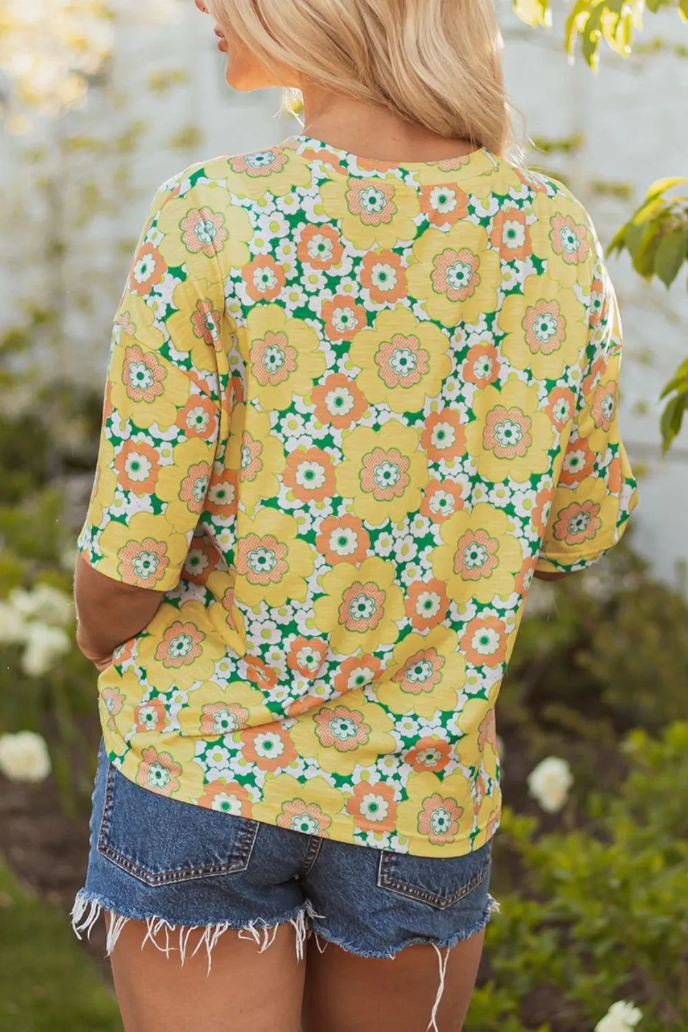 Floral Print Round Neck Oversized T-Shirt