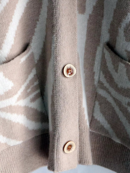 Zebra Print Button Up Cardigan