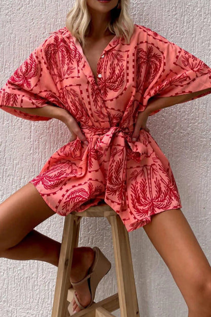 Printed Tie Waist Romper