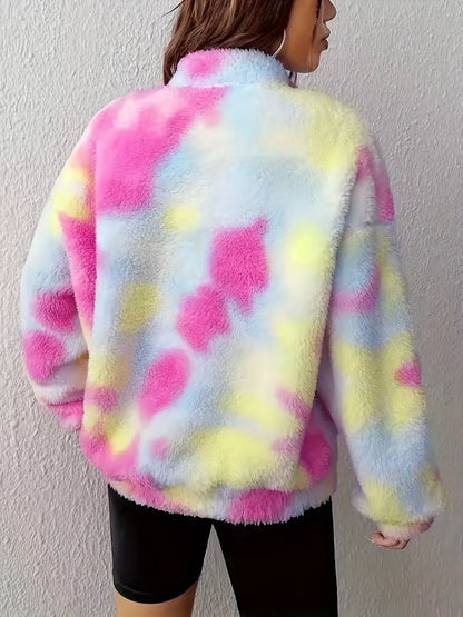 Tie-Dye Fuzzy Quarter Zip Sweatshirt