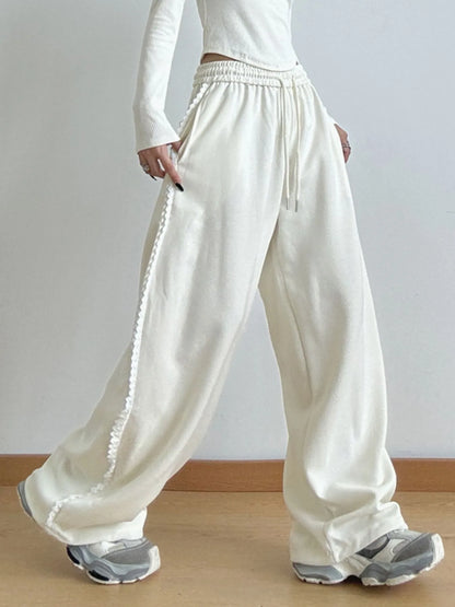 Loose Fit Wide Leg Casual Drawstring Pants