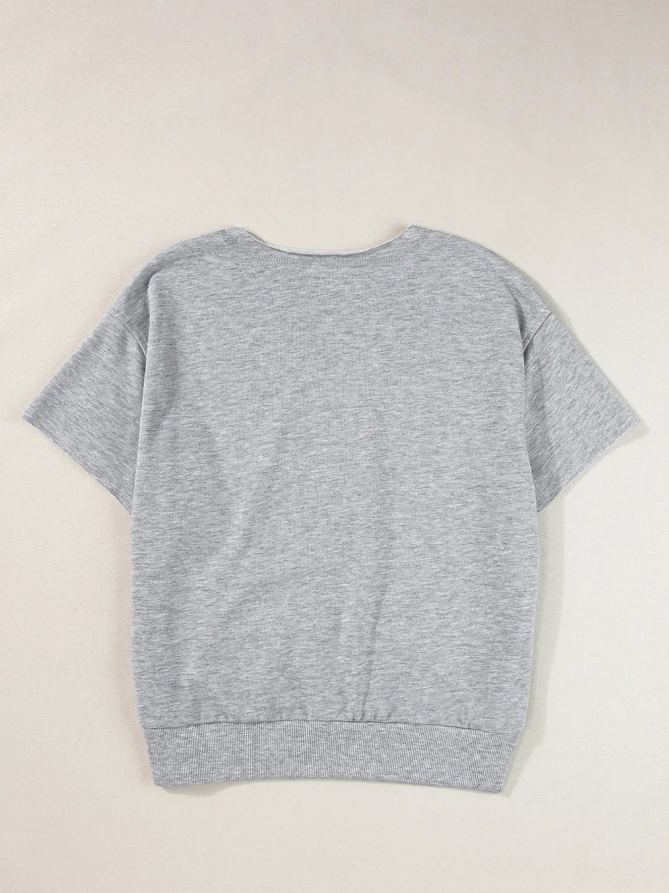 USA Lettering Patch Notched Neck T-Shirt