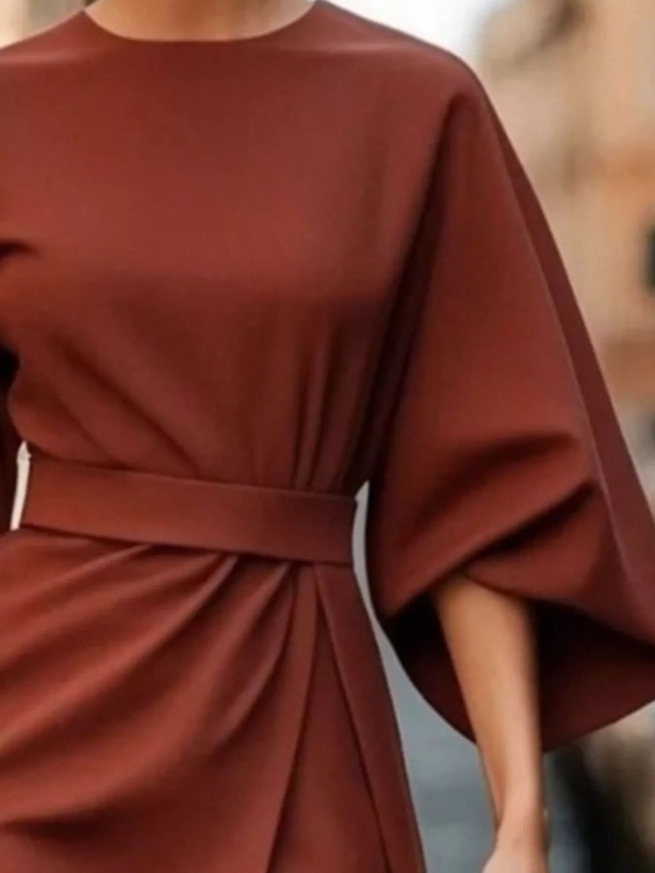 Round Neck 3/4 Sleeve Dress