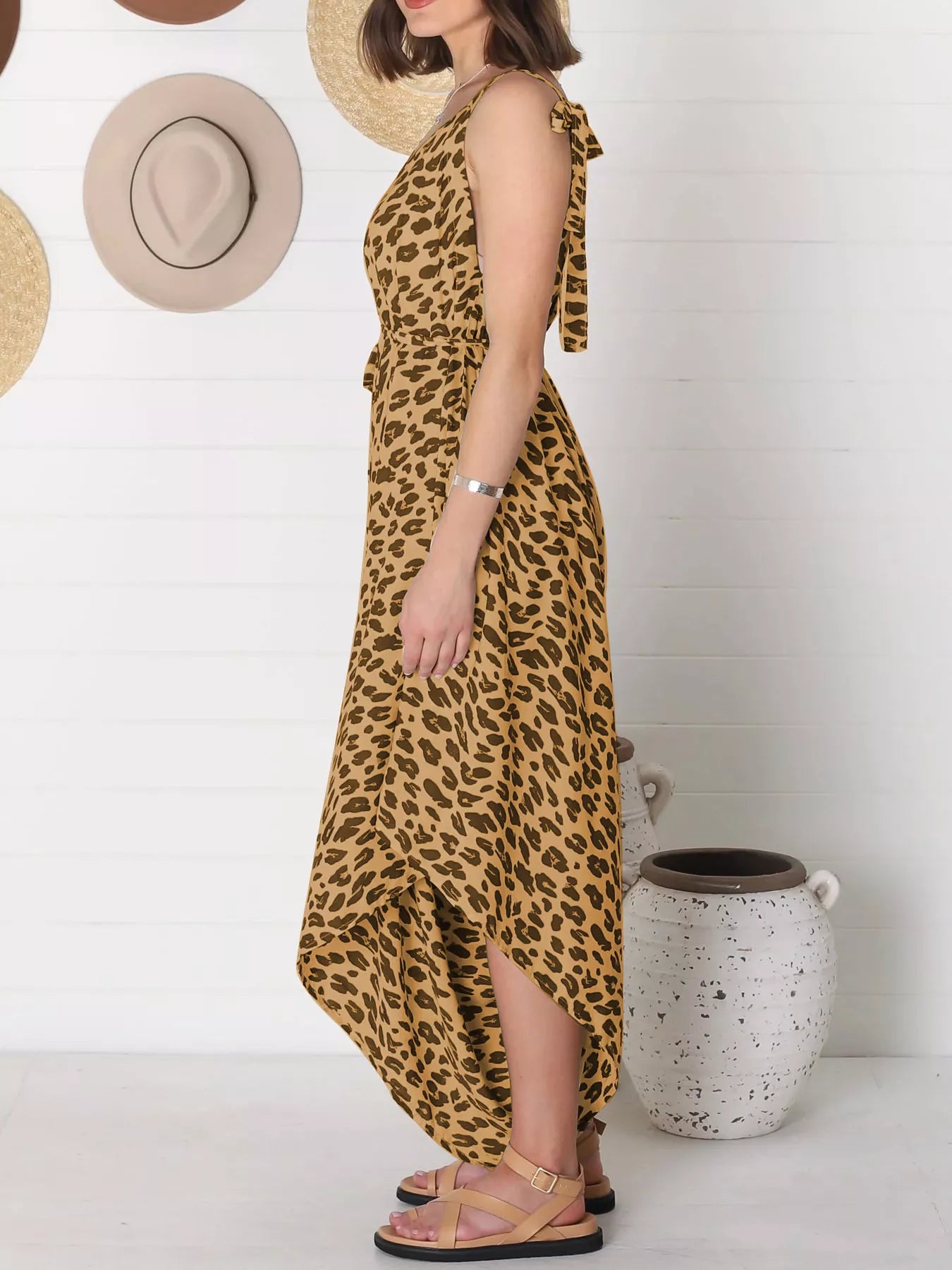 Full Size Leopard Print V-Neck Wide Leg Jumpsuit Plus Size