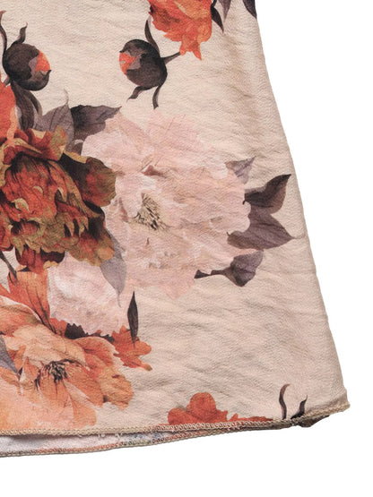 Smocked Floral Print Flounce Sleeve Dress