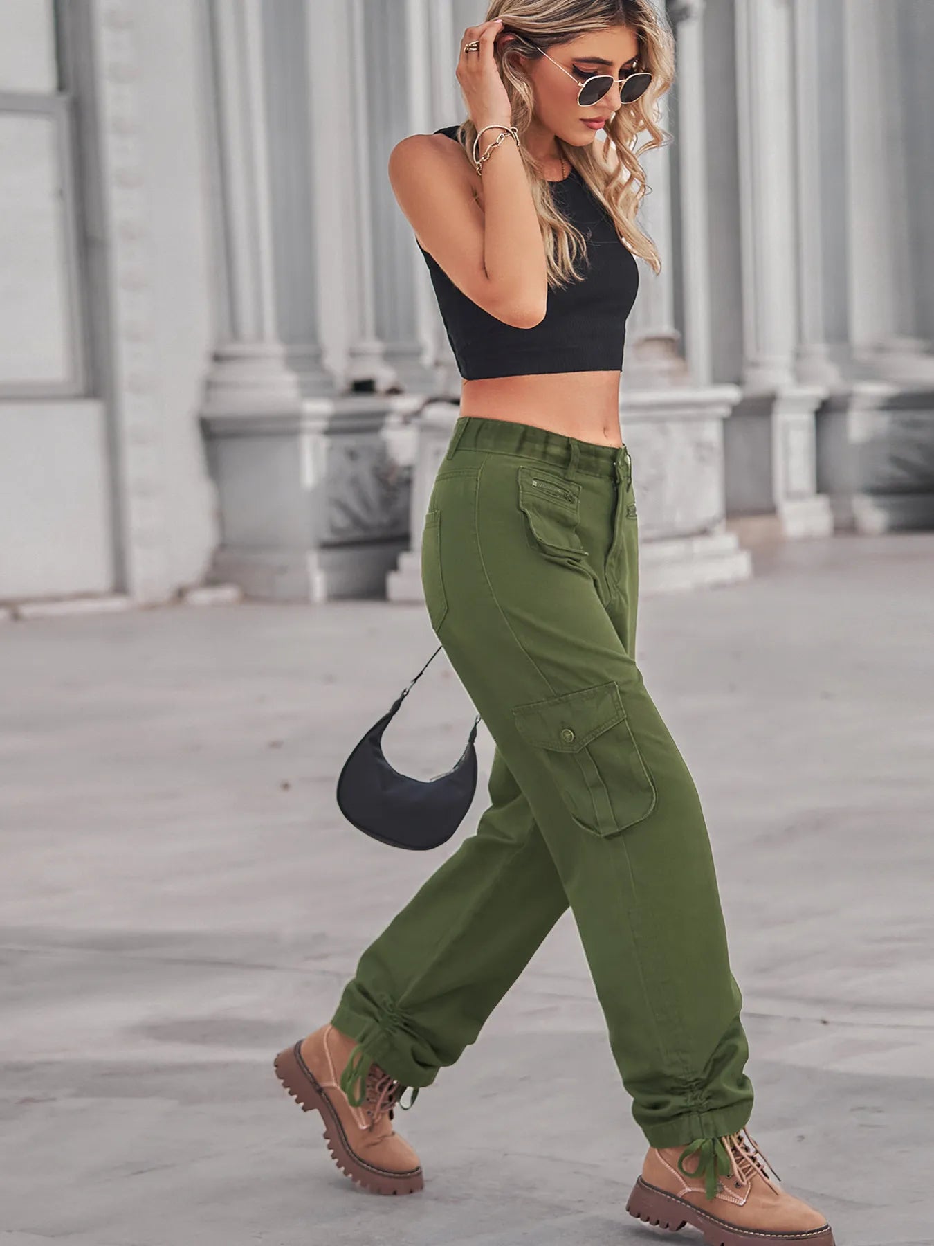 Drawstring Cargo Jeans