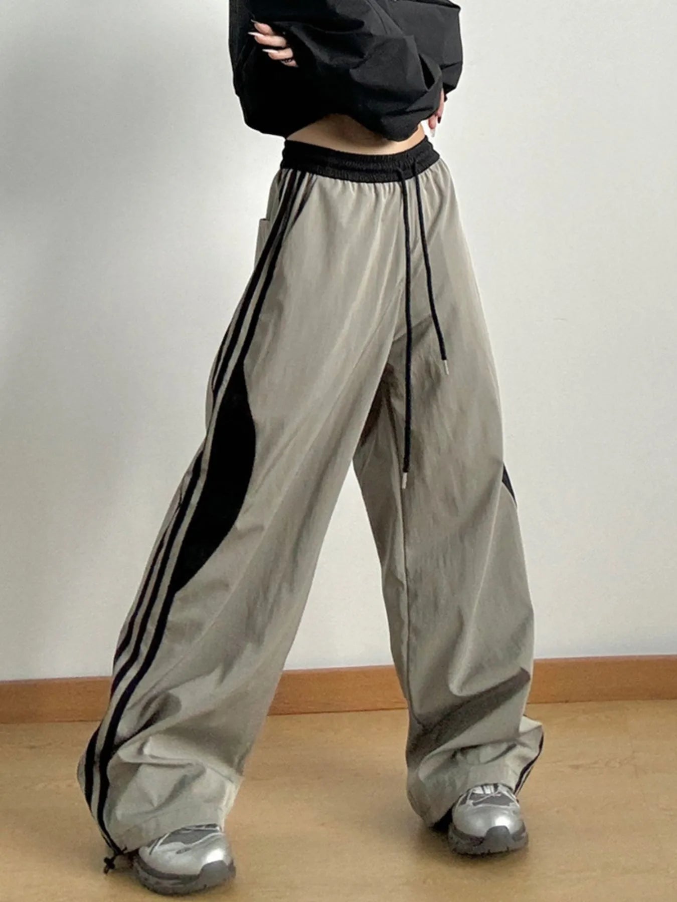 Striped Wide Leg Drawstring Pants