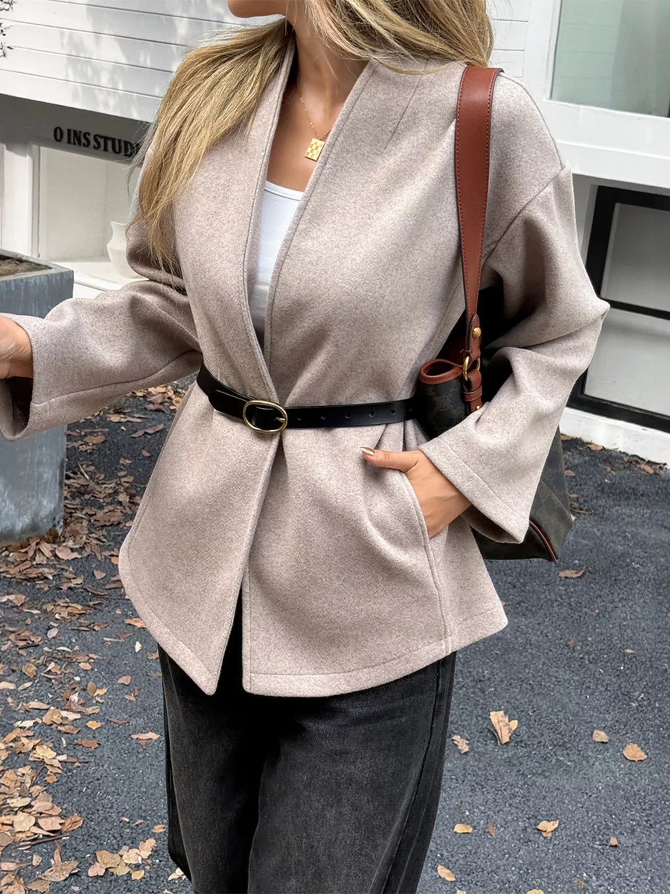 Open Front Dropped Shoulder Outerwear