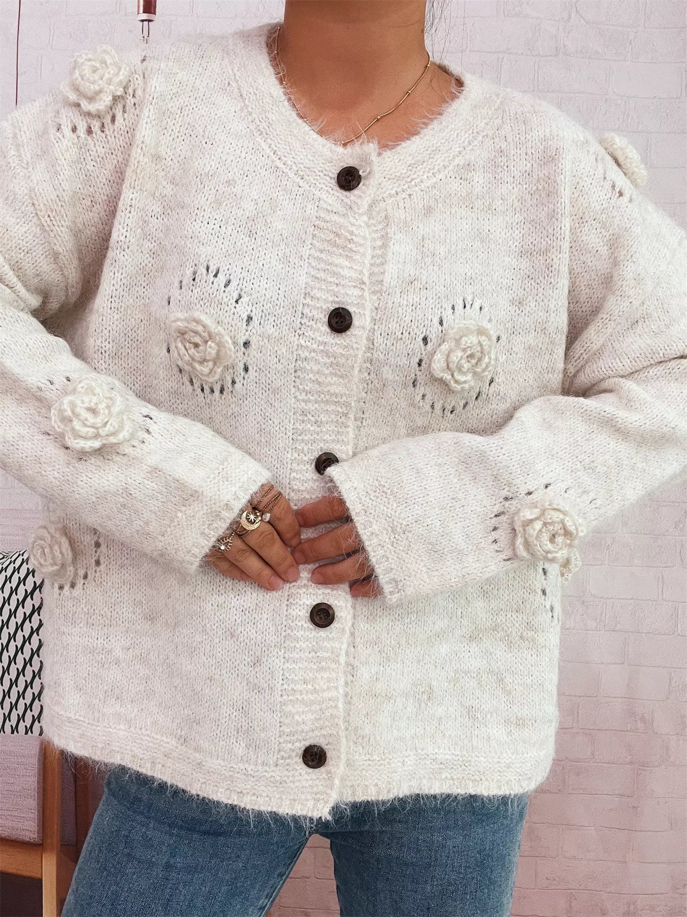 Flower Button-Up Cardigan