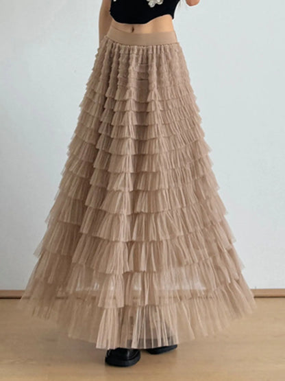 Tiered Tulle Maxi Skirt