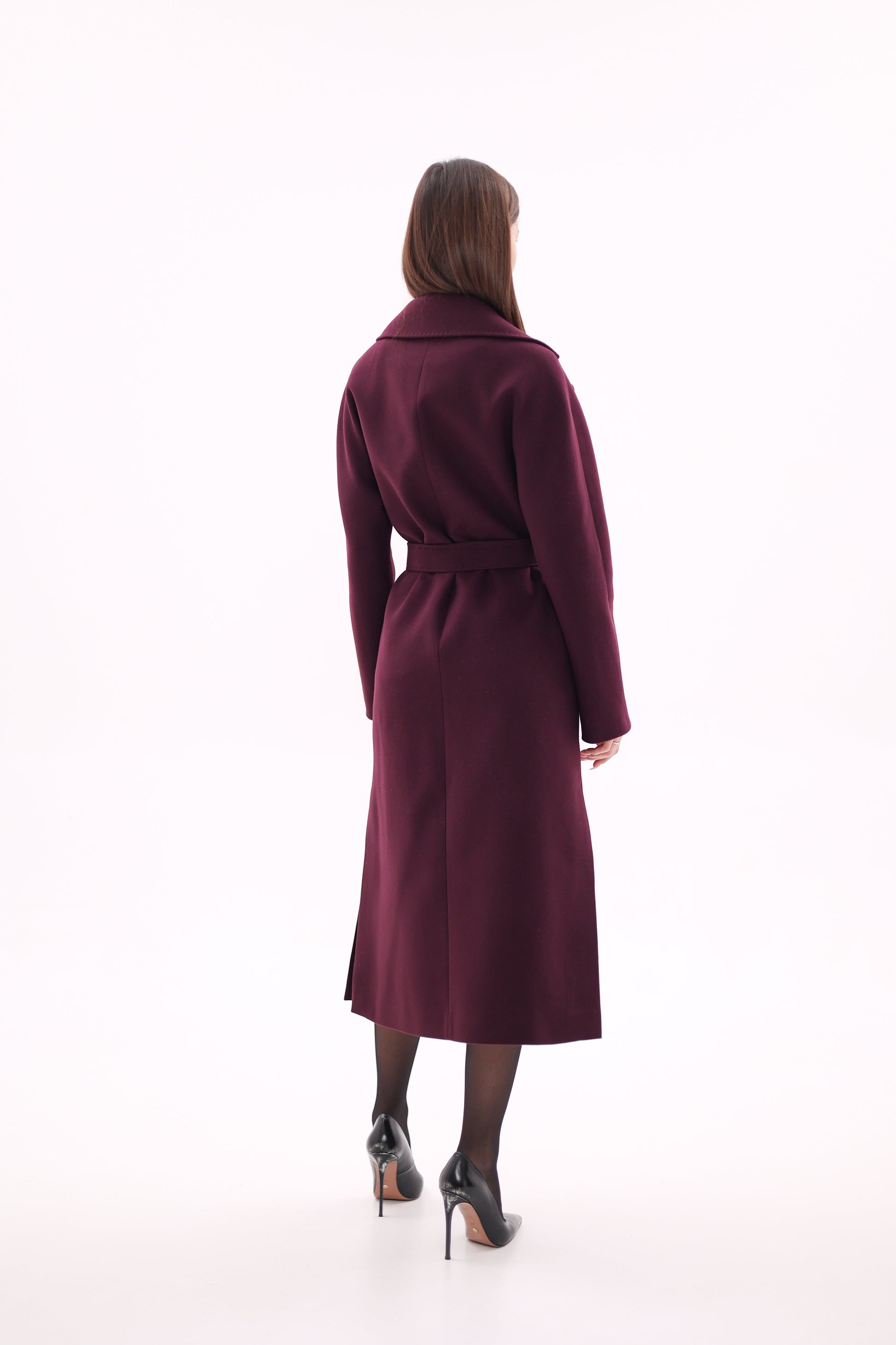 Cambridge Comfort Wraparound Wool Cashmere Coat in Royal Burgundy