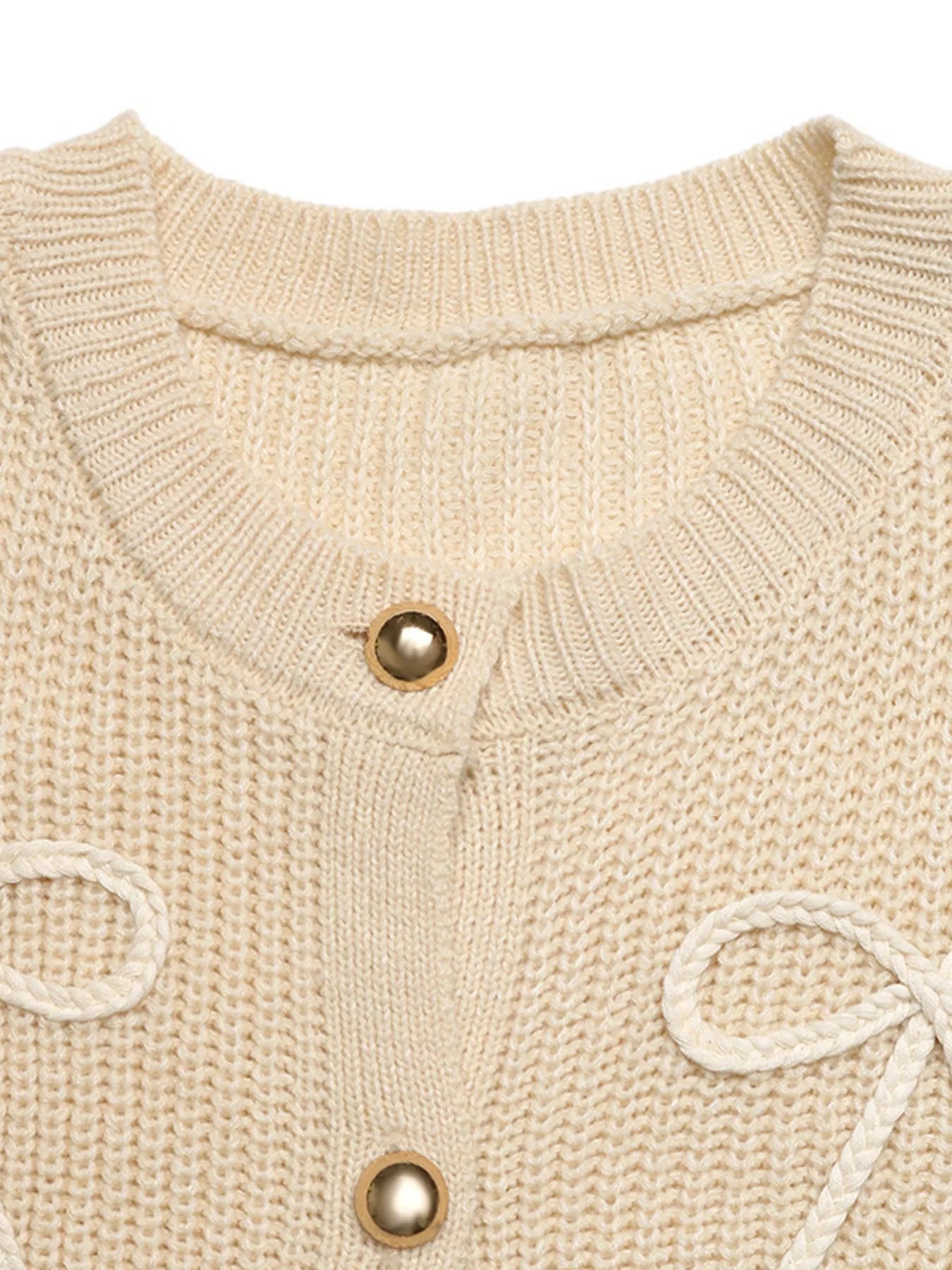 Bow Button Up Long Sleeve Cardigan