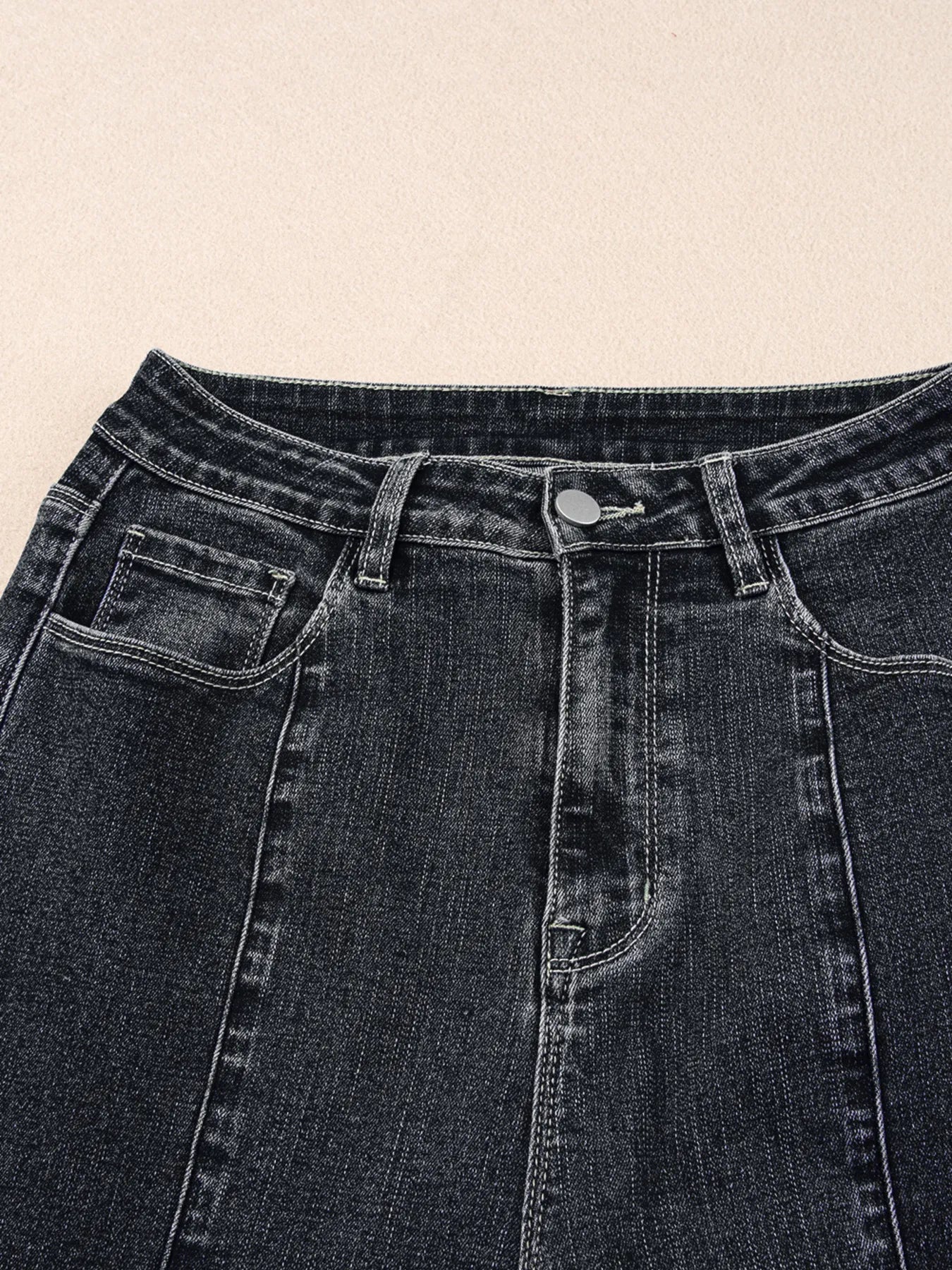 Seam Detail Flared Bottom Ankle Length Jeans