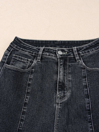 Seam Detail Flared Bottom Ankle Length Jeans
