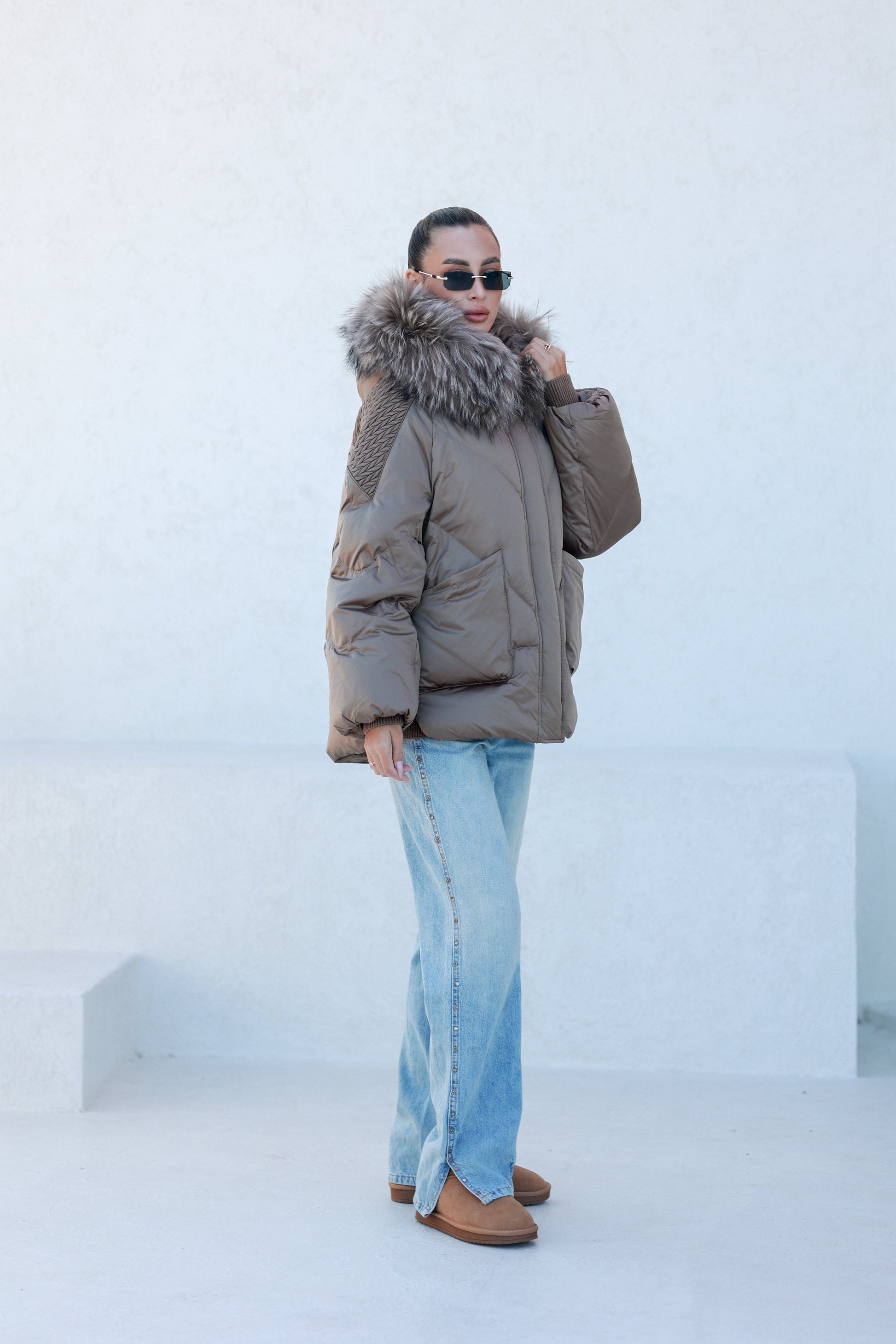 Genuine Fur Trim Down Fill Coat