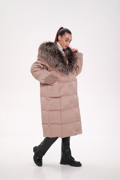 Rei Silver Fox Fully Lined Hood Down Coat in Blush