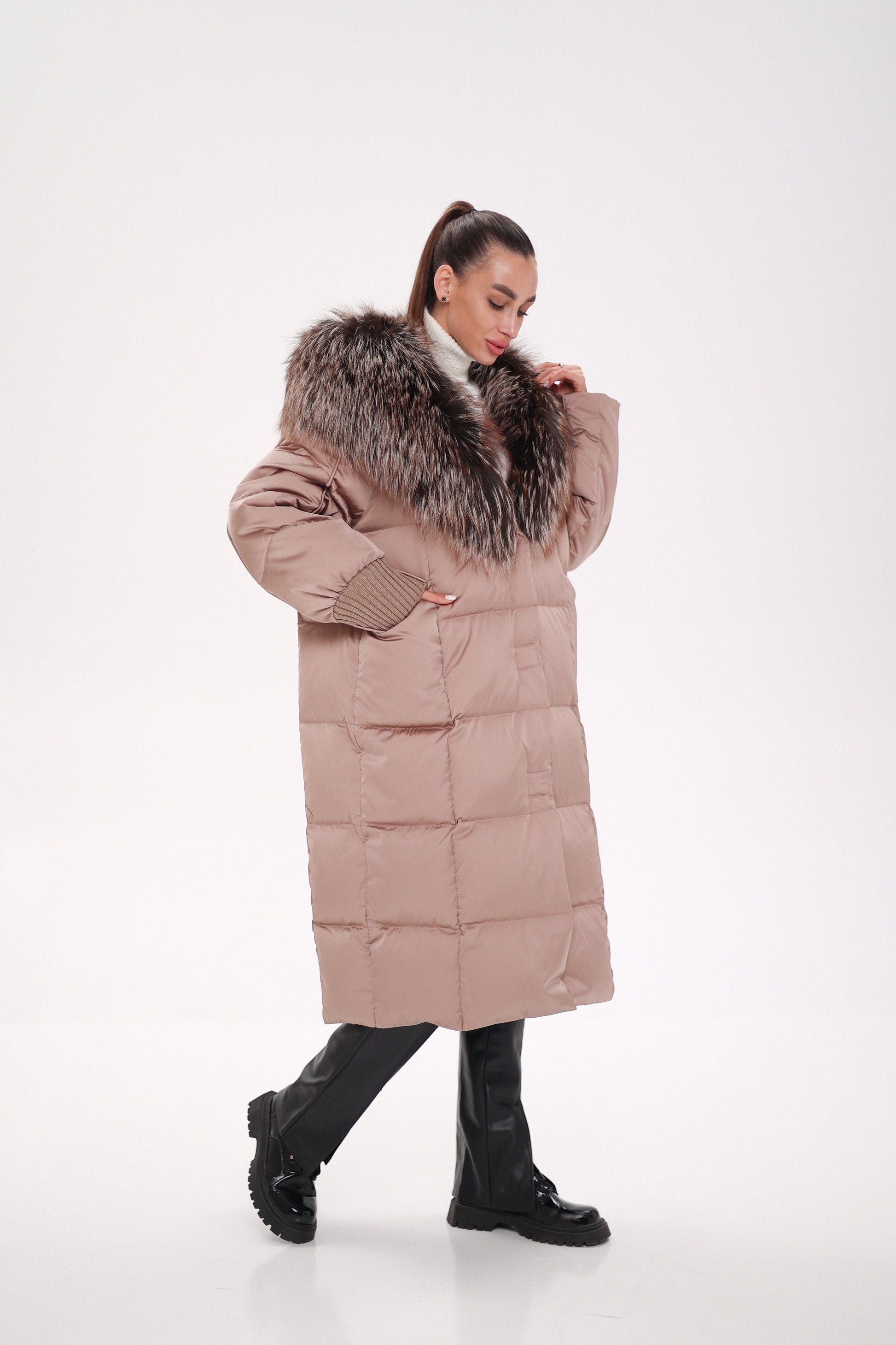 Rei Silver Fox Fully Lined Hood Down Coat in Blush