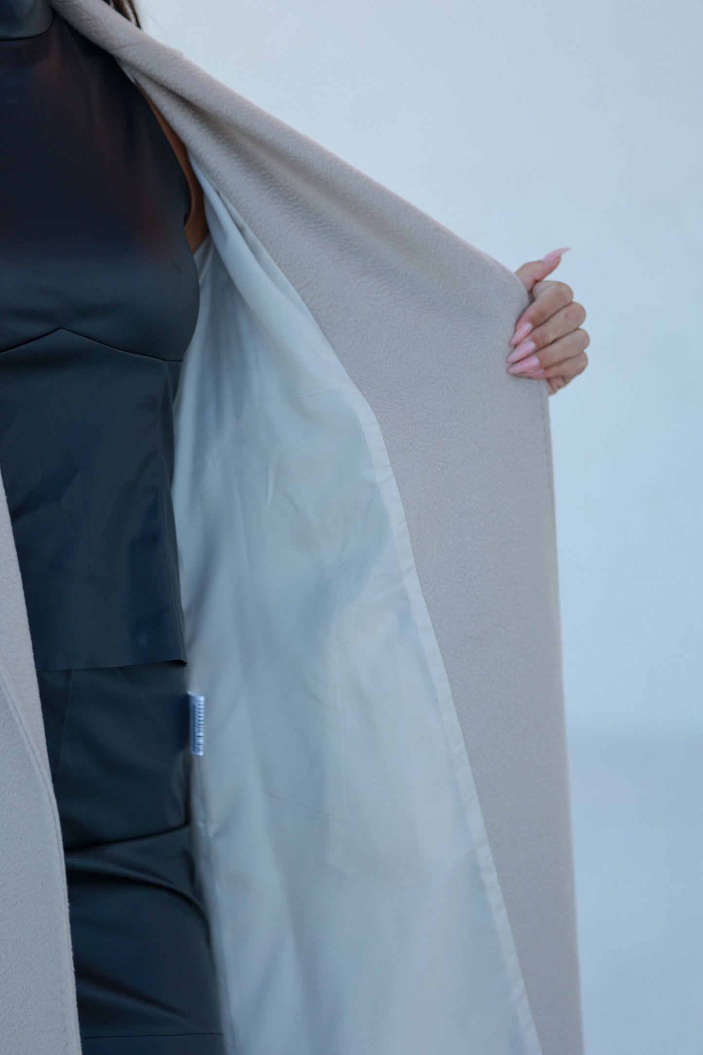 Classic Brushed Cashmere Wool Blend Overcoat in Beige