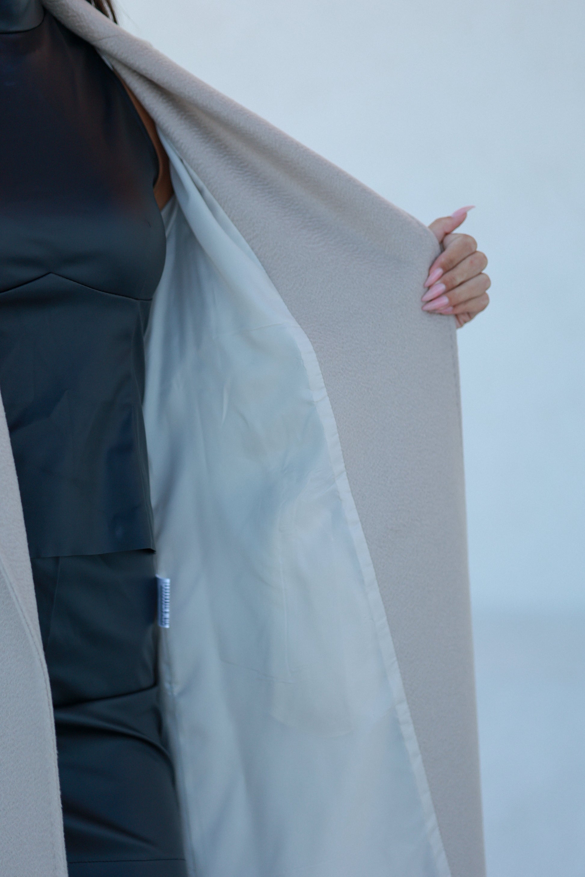 Classic Brushed Cashmere Wool Blend Overcoat in Beige