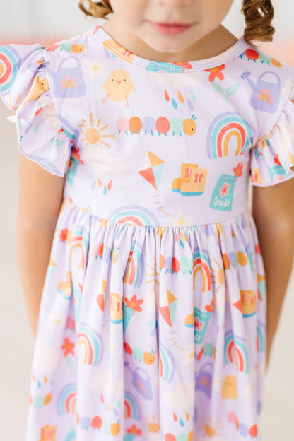 SALE Rainy Day Flutter Sleeve Twirl Dress