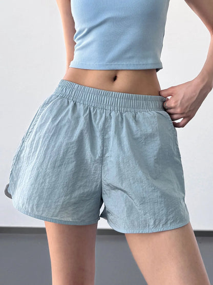 Elastic Waist Active Shorts Haze Blue