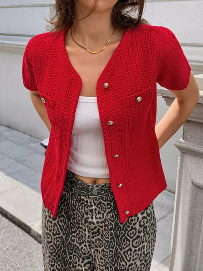 Button Down Short Sleeve Cardigan