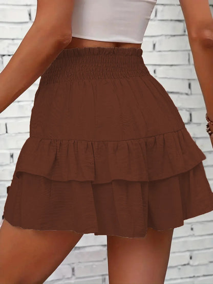 Ruffle Layered High Waist Casual Skort