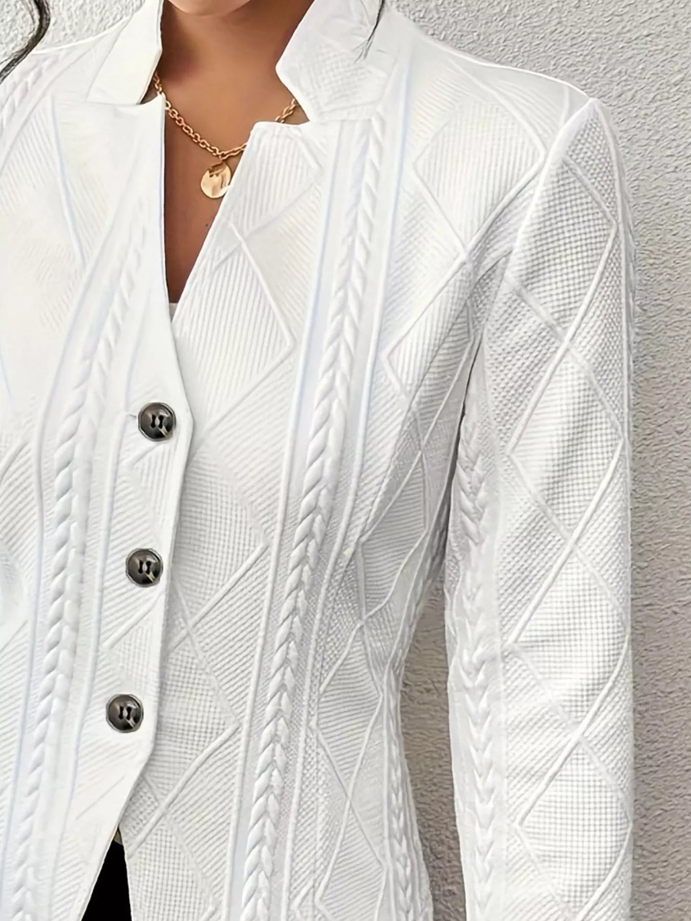 Textured Knit Button-Front Blazer