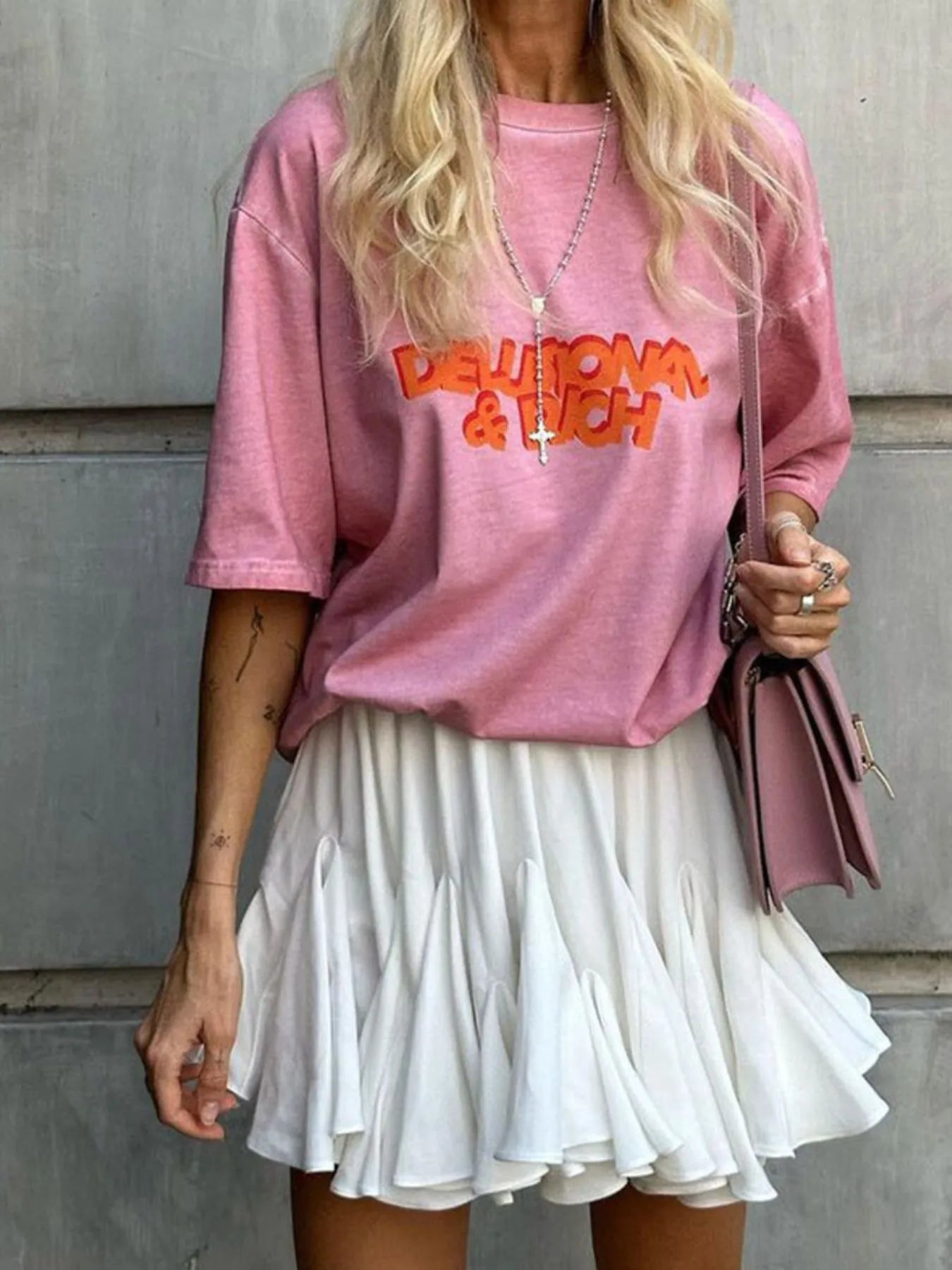 Elastic Waist Ruffled Hem Skirt