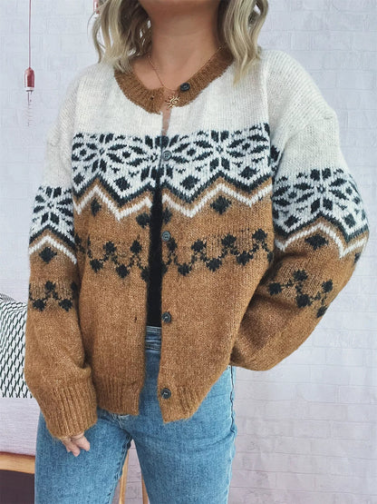 Christmas Button Up Drop Shoulder Cardigan