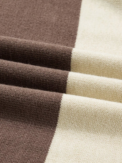 Color Block Crew Neck Drop Shoulder Sweater