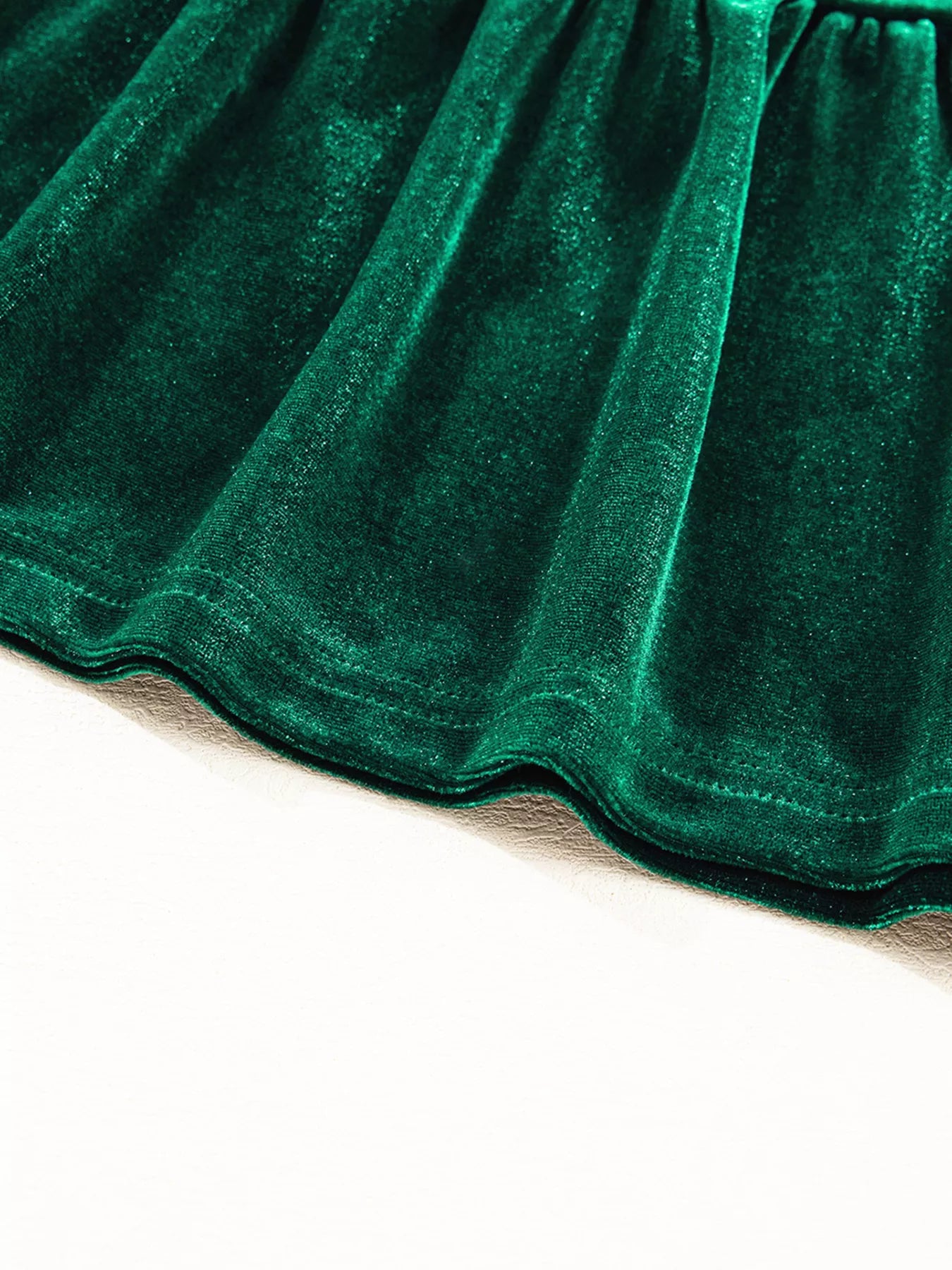 Sequin Puff Sleeve High Waist Tiered Velvet Mini Dress