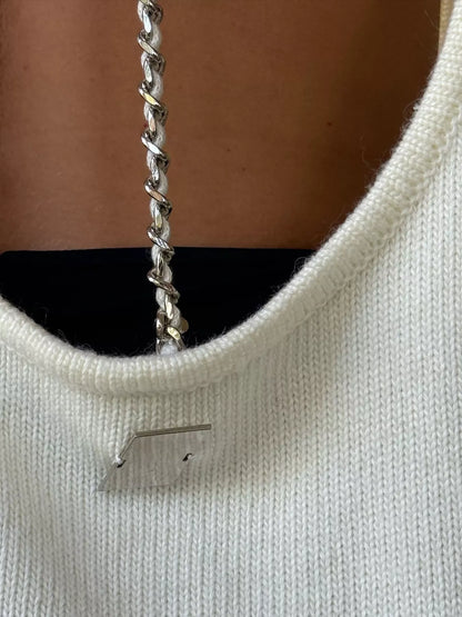 Cutout Round Neck Dropped Shoulder Sweater