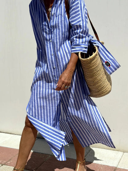 Striped Long Sleeve Shirt Dress