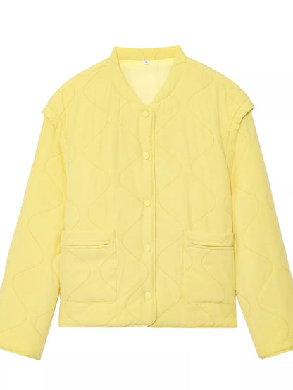 Quilted Lightweight Snap Down Puffer Jacket