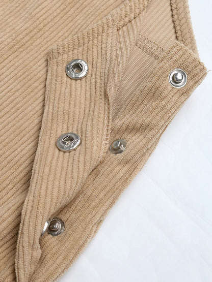 Casual Corduroy Overall Dress
