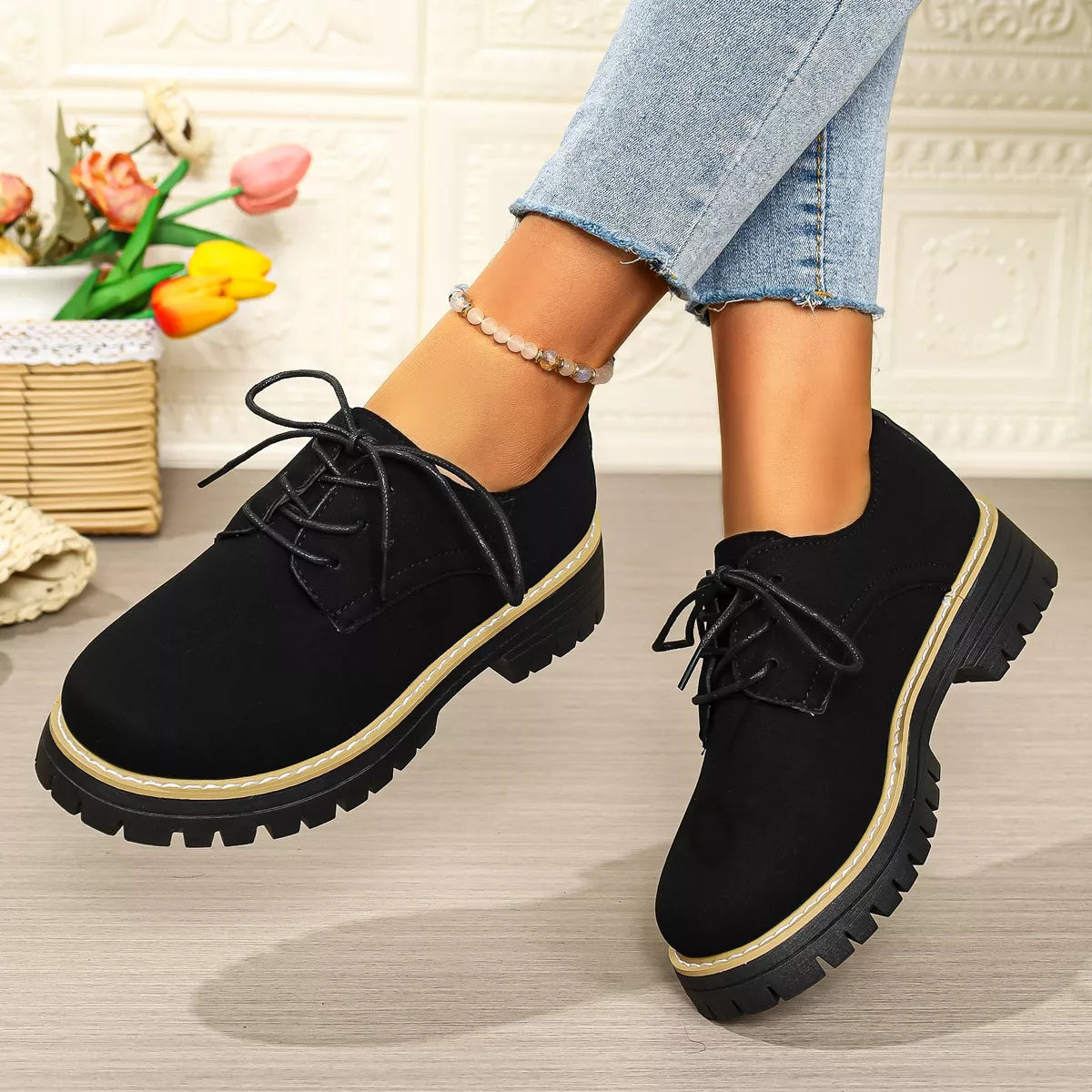 Lace-Up Platform Loafers