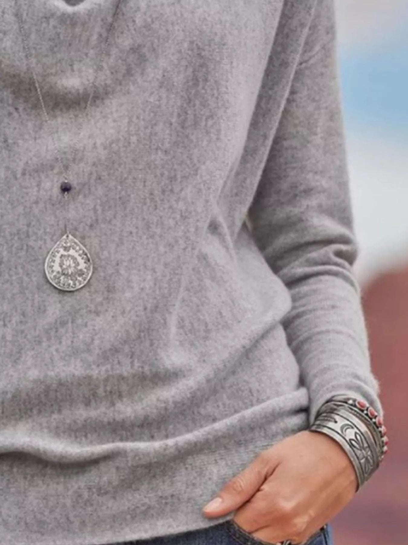 Full Size Cowl Neck Long Sleeve Top Plus Size