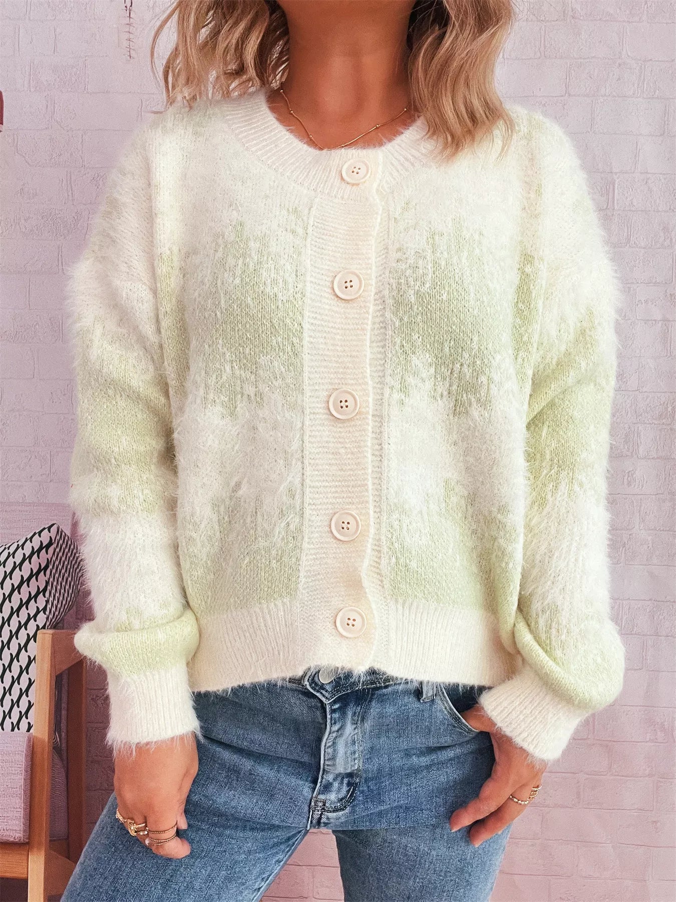 Ribbed Hem Button Up Cardigan