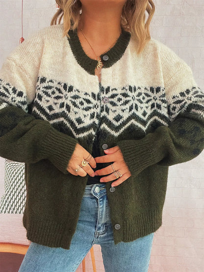 Christmas Button Up Drop Shoulder Cardigan