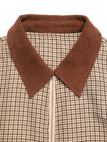 Plaid Zip Up Long Sleeve Jacket