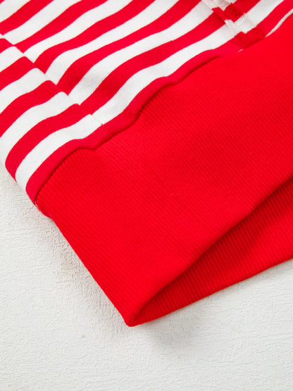 Stripe Exposed Seam Drop Shoulder Casual Top