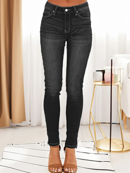 Skinny Fit Washed Jeans Black