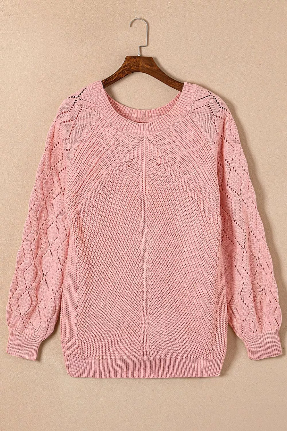 Hollow-Out Puffy Sleeve Knit Sweater