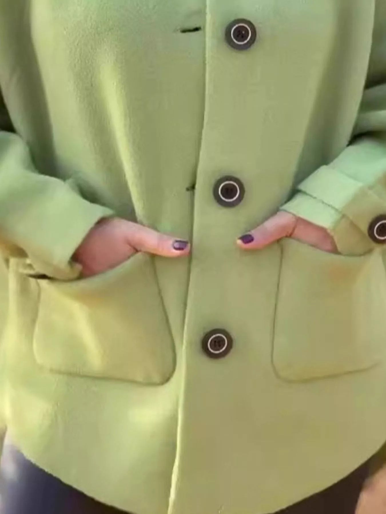 Full Size Button-Front Raglan Sleeve Coat Plus Size