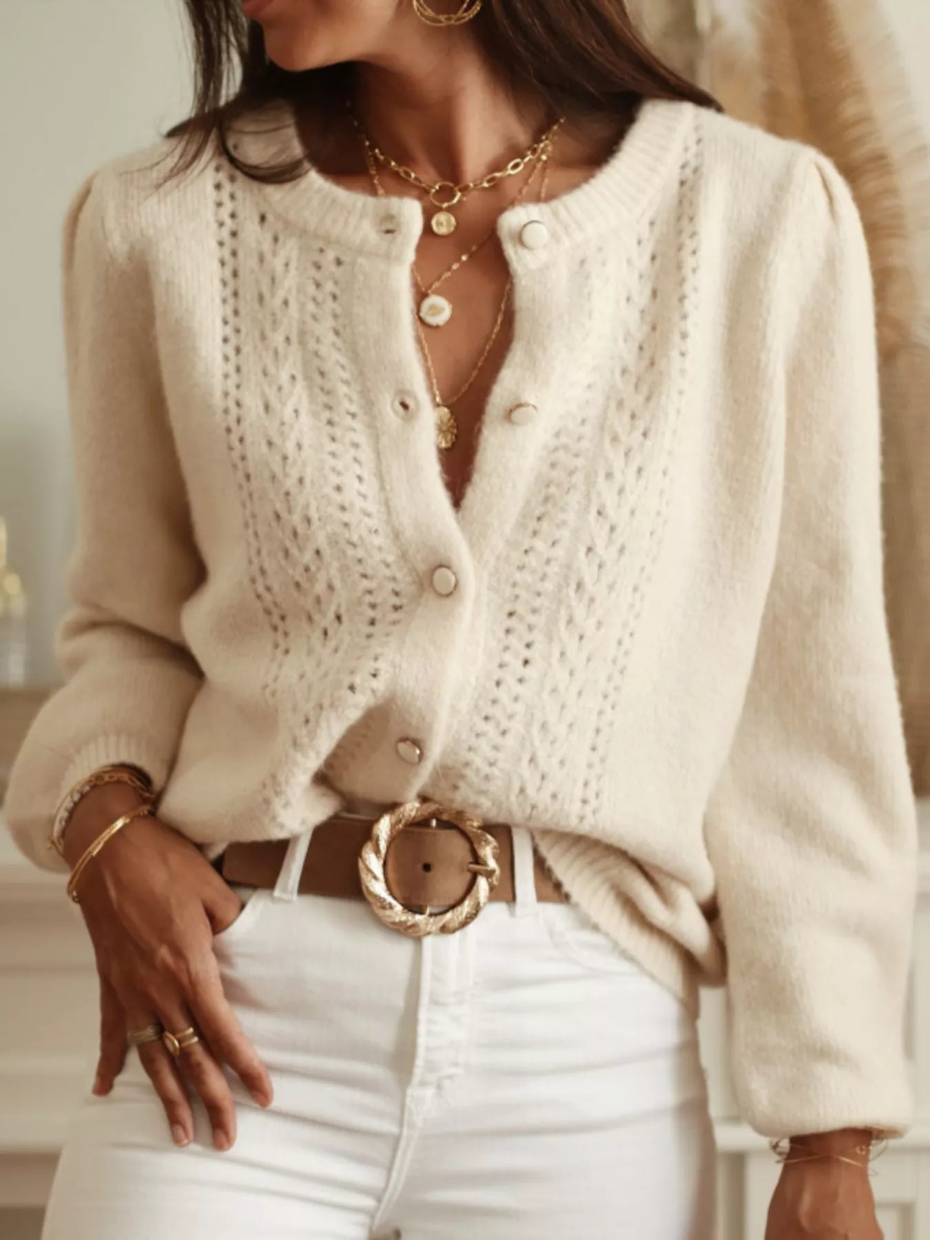 Button Up Long Sleeve Cardigan