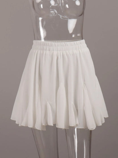 Elastic Waist Ruffled Hem Skirt